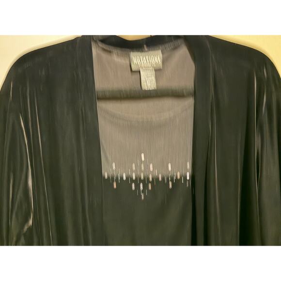 Notations Women’s Black 2 in 1 Black Velvet Cardigan Sheer Beaded Plus Sz 2X - Picture 5 of 9